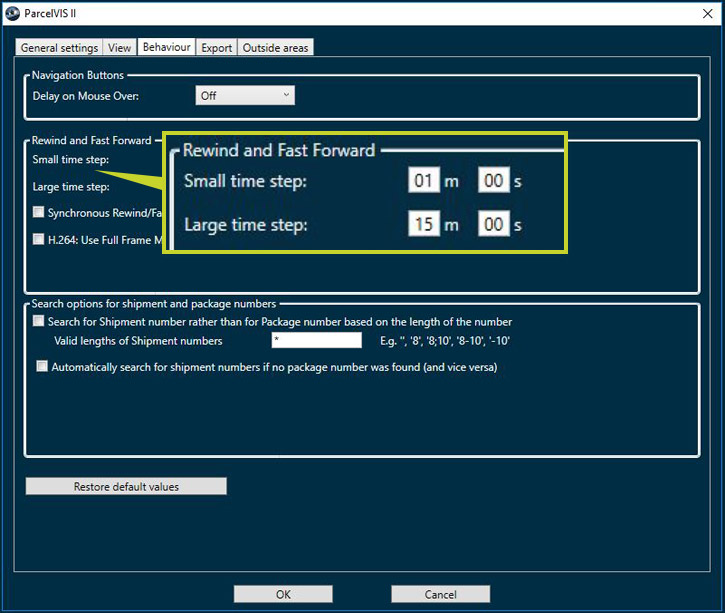 Adjustment of time steps for parcel tracking in the warehouse with ParcelVIS