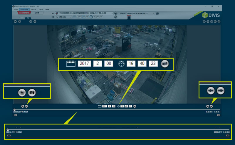 Videomanagement-Software: Videosequenzen auslagern in CargoVIS & ParcelVIS – Detailansicht