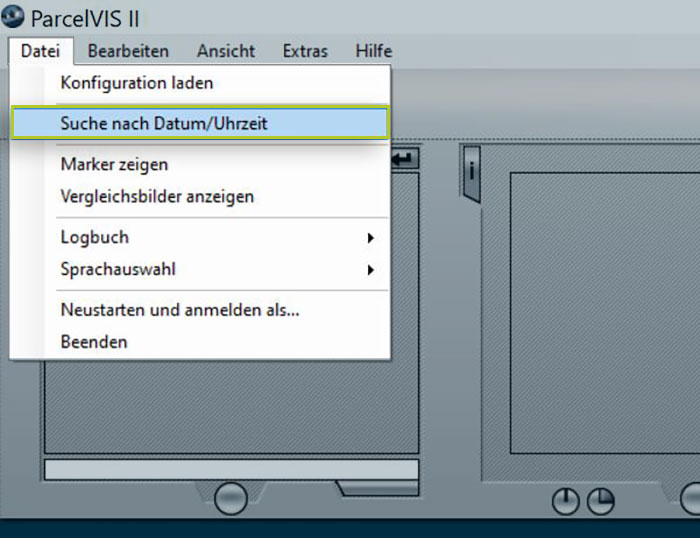 Paketrecherche in ParcelVIS | Datum, Uhrzeit