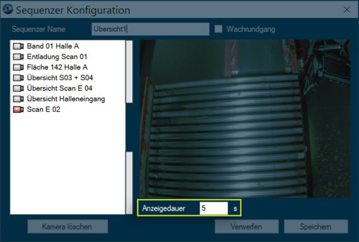 Sequenzer-Konfiguration | DIVIS Videomanagementsoftware