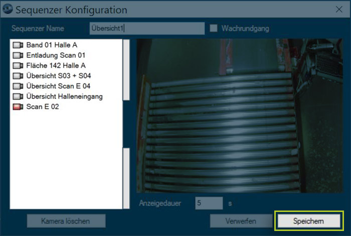 Sequenzer-Konfiguration | DIVIS Videomanagementsoftware