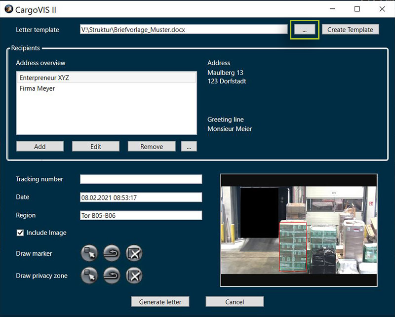 Create company letters | CargoVIS | ParcelVIS
